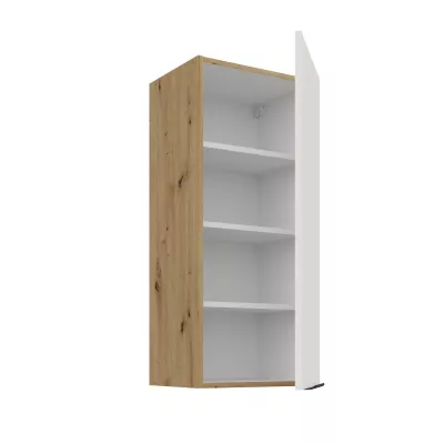 Hoher Wandschrank LUNARA – Breite 40 cm, Weiß/Eiche handwerklich gefertigt