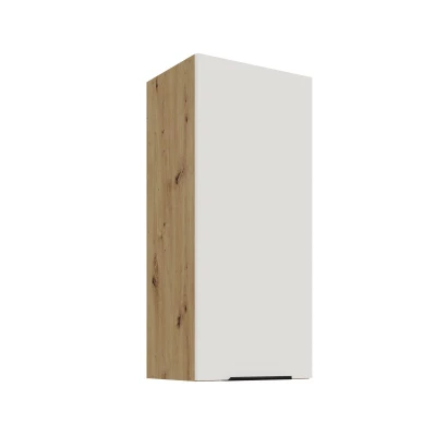 Hoher Wandschrank LUNARA – Breite 40 cm, Weiß/Eiche handwerklich gefertigt