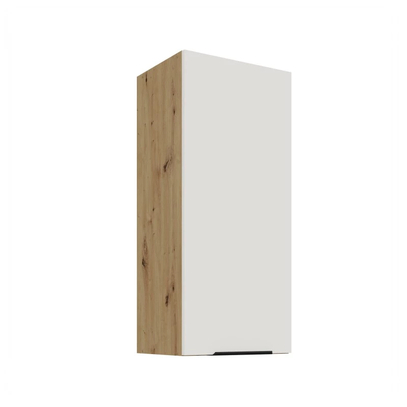 Hoher Wandschrank LUNARA – Breite 40 cm, Weiß/Eiche handwerklich gefertigt
