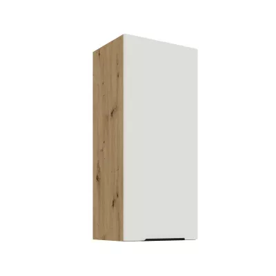 Hoher Wandschrank LUNARA – Breite 40 cm, Weiß/Eiche handwerklich gefertigt