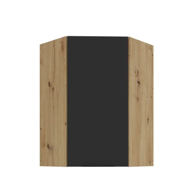 Hoher Eckschrank LUNARA 1 – 60 x 60 cm, Schwarz/Eiche Artisan