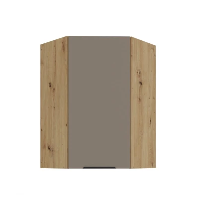 Hoher Eckschrank LUNARA 1 – 60 x 60 cm, Dunkelbeige/Eiche handwerklich gefertigt