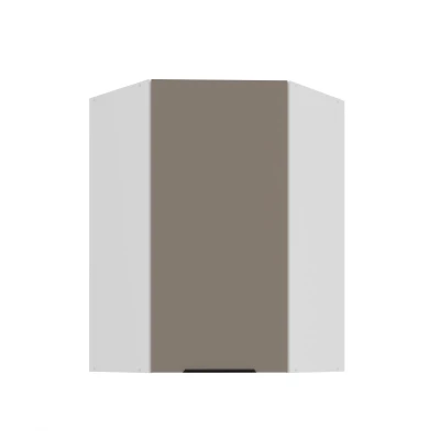 Hoher Eckschrank LUNARA 1 – 60 x 60 cm, dunkelbeige/weiß