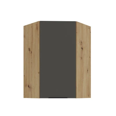 Hoher Eckschrank LUNARA 1 – 60 x 60 cm, Graphit/Eiche (Artisan).