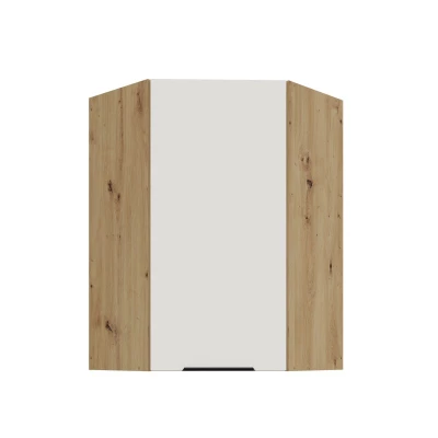 Hoher Eckschrank LUNARA 1 – 60 x 60 cm, weiß/Eiche handwerklich gefertigt