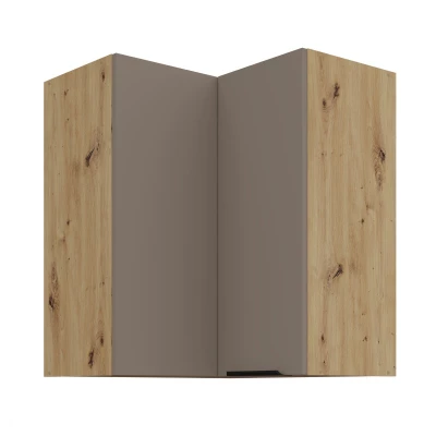 Eck-Oberschrank LUNARA 2 – 60 x 60 cm, Dunkelbeige/Eiche (Artisan).