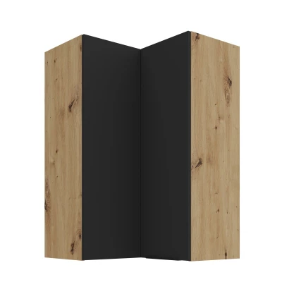 Hoher Eckschrank LUNARA 2 – 60 x 60 cm, Schwarz/Eiche Artisan