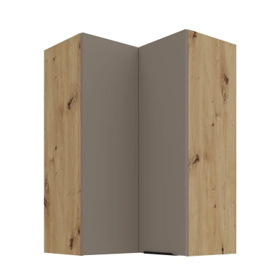 Hoher Eckschrank LUNARA 2 – 60 x 60 cm, Dunkelbeige/Eiche handwerklich gefertigt