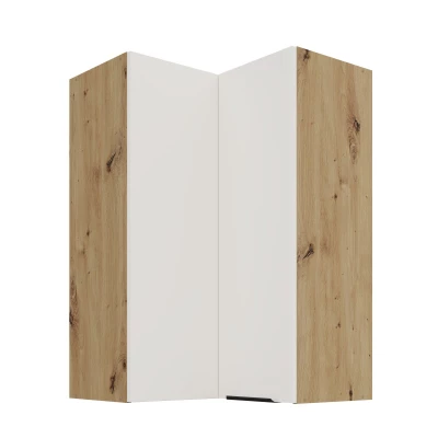 Hoher Eckschrank LUNARA 2 – 60 x 60 cm, weiß/Eiche handwerklich gefertigt