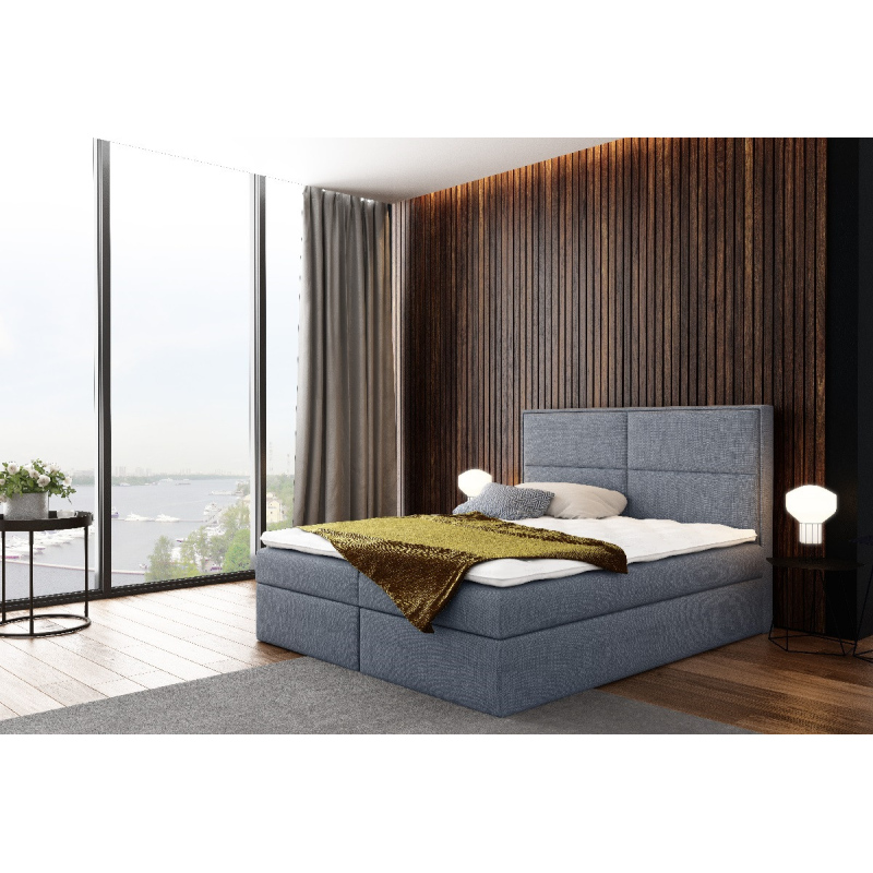 Einzelbett mit Polsterung, Farbe Grau-Blau, 120 + gratis Matratzenauflage