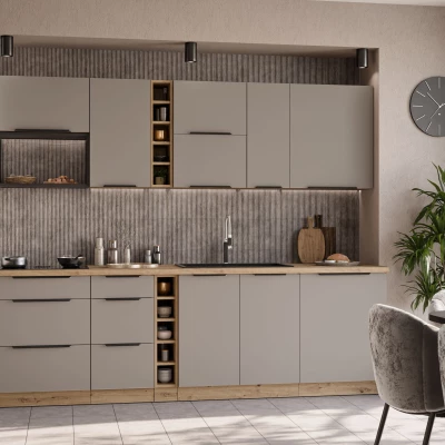 Hochschrank LUNARA 2 – 60 x 60 cm, Dunkelbeige/Eiche handwerklich gefertigt