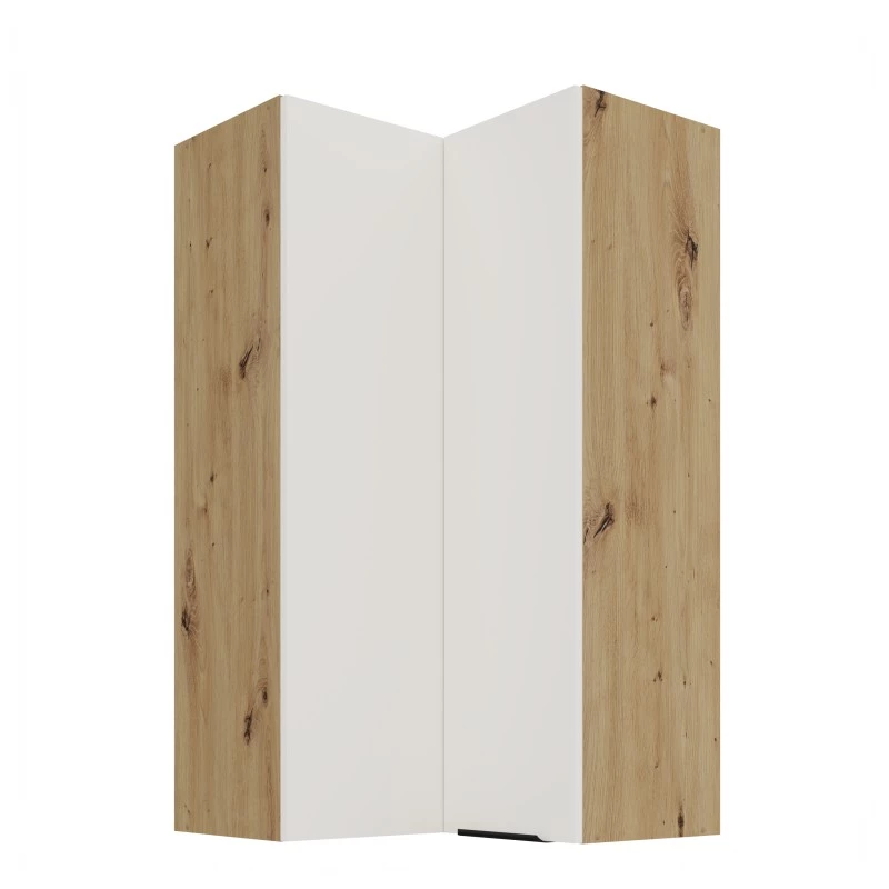 Hochschrank LUNARA 2 – 60 x 60 cm, weiß/Eiche handwerklich gefertigt