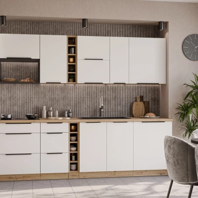 Hochschrank LUNARA 2 – 60 x 60 cm, weiß/Eiche handwerklich gefertigt