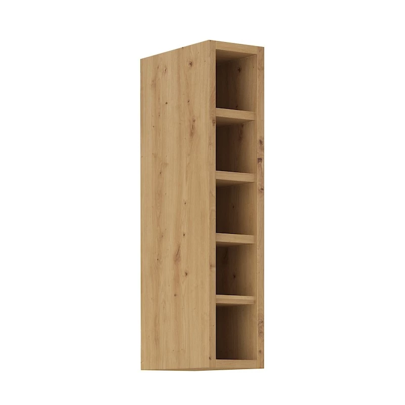 Offener Oberschrank LUNARA – Breite 15 cm, Eiche (handwerklich gefertigt)