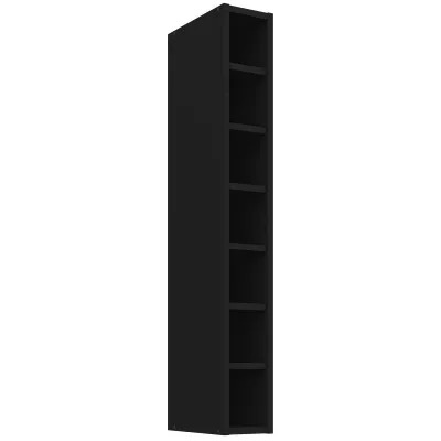 Hoher offener Hängeschrank LUNARA – Breite 15 cm, schwarz