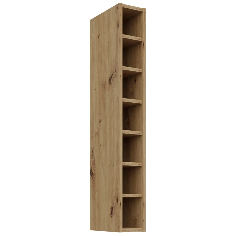 Hoher offener Hängeschrank LUNARA – Breite 15 cm, Eiche (handwerklich gefertigt)