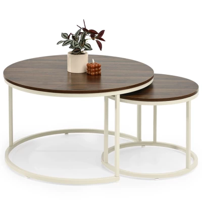 JACEK Couchtisch-Set – Walnuss / Creme