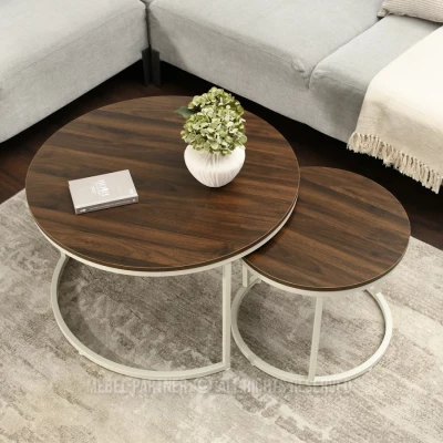 JACEK Couchtisch-Set – Walnuss / Creme