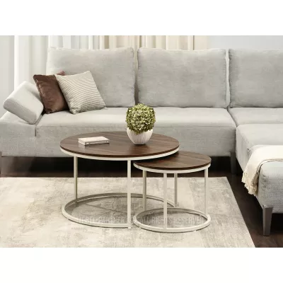 JACEK Couchtisch-Set – Walnuss / Creme