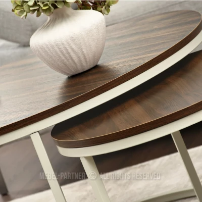 JACEK Couchtisch-Set – Walnuss / Creme