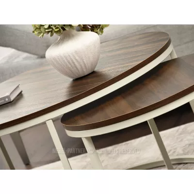 JACEK Couchtisch-Set – Walnuss / Creme