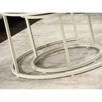 JACEK Couchtisch-Set – Walnuss / Creme