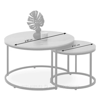 JACEK Couchtisch-Set – Walnuss / Creme