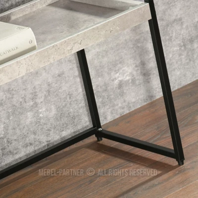 NIRAI Konsolentisch mit Ablage und Schublade – Beton / Schwarz