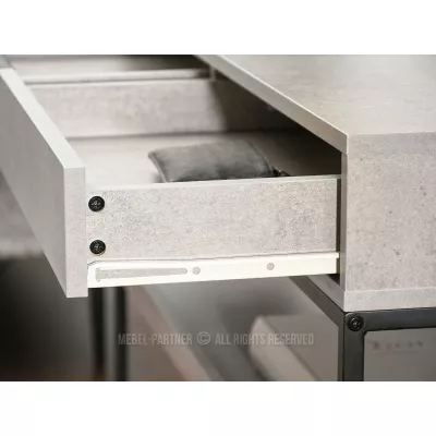 NIRAI Konsolentisch mit Ablage und Schublade – Beton / Schwarz