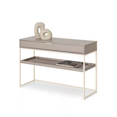 NIRAI Konsolentisch mit Ablage und Schublade – beige/creme