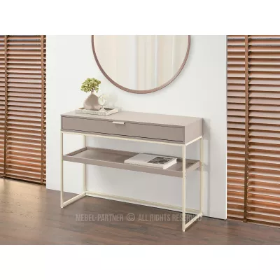 NIRAI Konsolentisch mit Ablage und Schublade – beige/creme