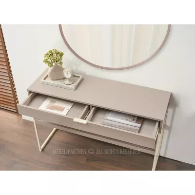 NIRAI Konsolentisch mit Ablage und Schublade – beige/creme