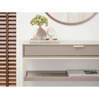 NIRAI Konsolentisch mit Ablage und Schublade – beige/creme