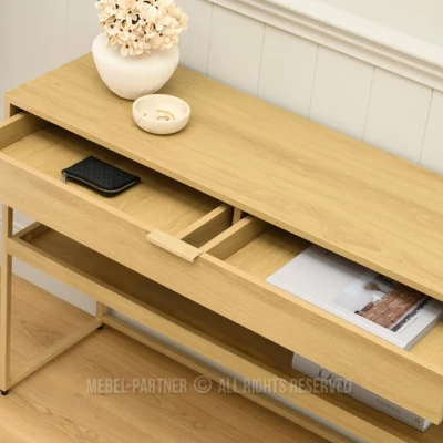 NIRAI Konsolentisch mit Ablage und Schublade – Eiche