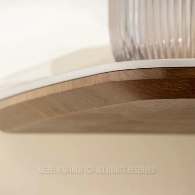 Konsolentisch MALAKAI – beige Marmor / Walnuss