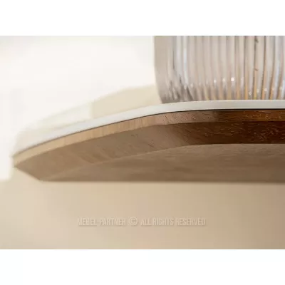 Konsolentisch MALAKAI – beige Marmor / Walnuss