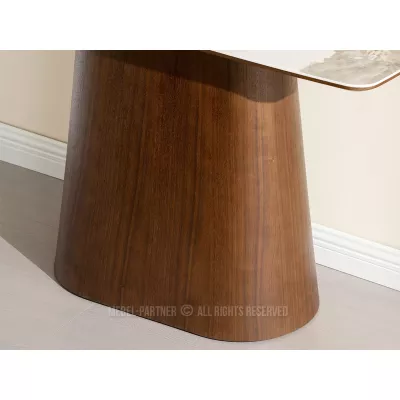 Konsolentisch MALAKAI – beige Marmor / Walnuss
