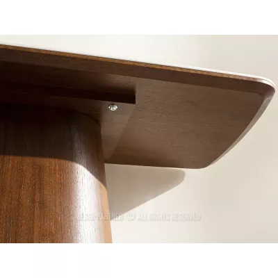Konsolentisch MALAKAI – beige Marmor / Walnuss