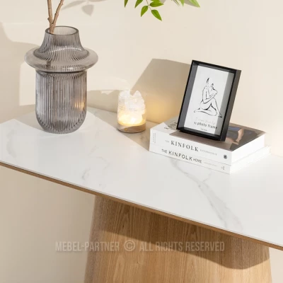 Konsolentisch MALAKAI – weißer Marmor / Eiche