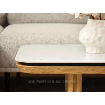 NOXER Couchtisch – weißer Marmor / Eiche
