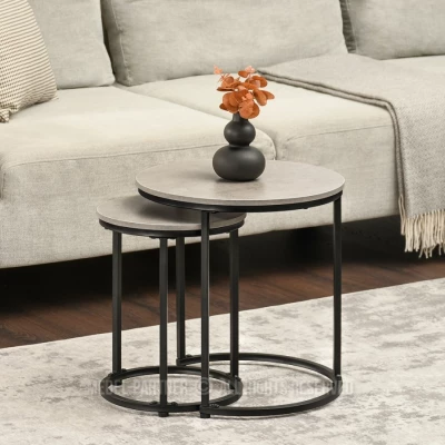 Couchtisch-Set JACEK S - Beton / Schwarz