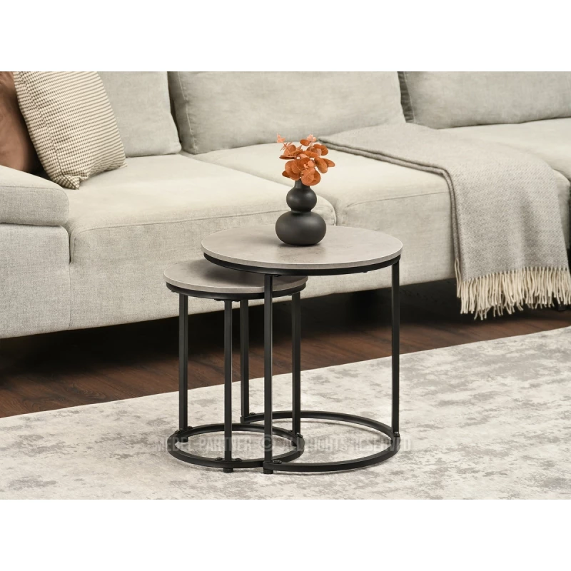 Couchtisch-Set JACEK S - Beton / Schwarz