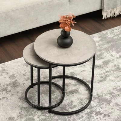 Couchtisch-Set JACEK S - Beton / Schwarz