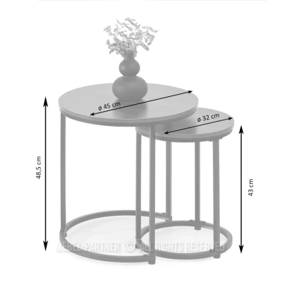 Couchtisch-Set JACEK S - Beton / Schwarz
