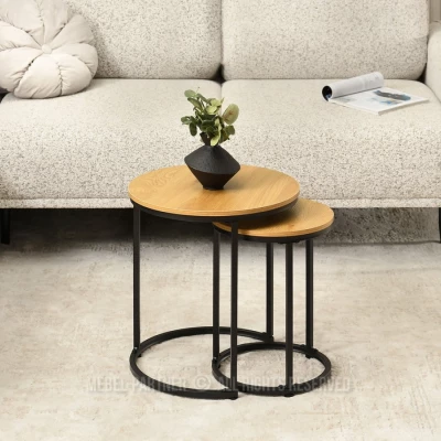 Couchtisch-Set JACEK S – Eiche/Schwarz