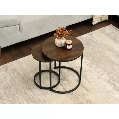 Couchtisch-Set JACEK S - Walnuss / Schwarz