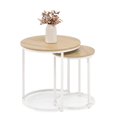 Couchtisch-Set JACEK S – Sonoma-Eiche / Weiß