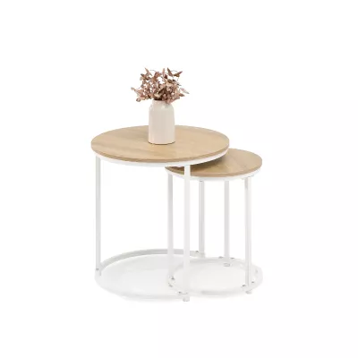 Couchtisch-Set JACEK S – Sonoma-Eiche / Weiß