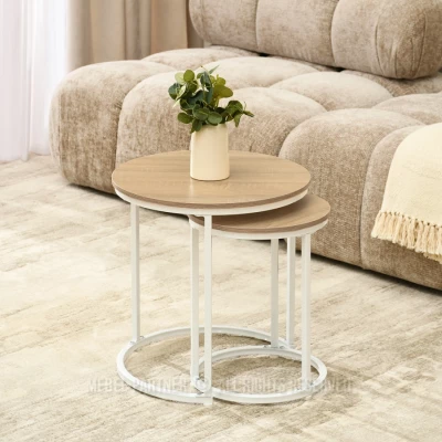 Couchtisch-Set JACEK S – Sonoma-Eiche / Weiß
