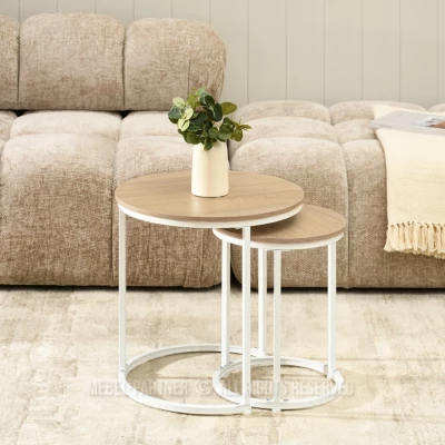 Couchtisch-Set JACEK S – Sonoma-Eiche / Weiß